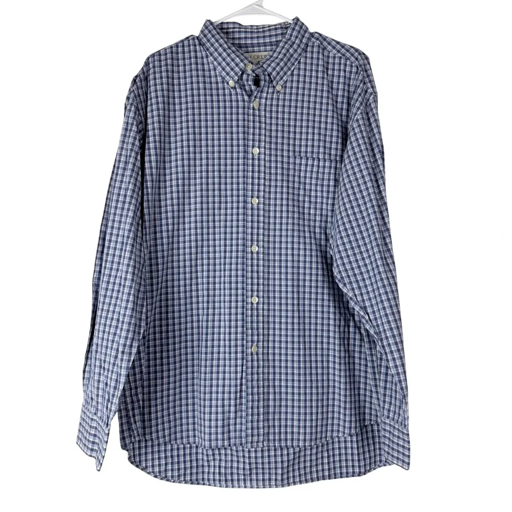 J Crew Mens Plaid Button Down Shirt Long Sleeve Casual 100% Cotton‎ XL Casual